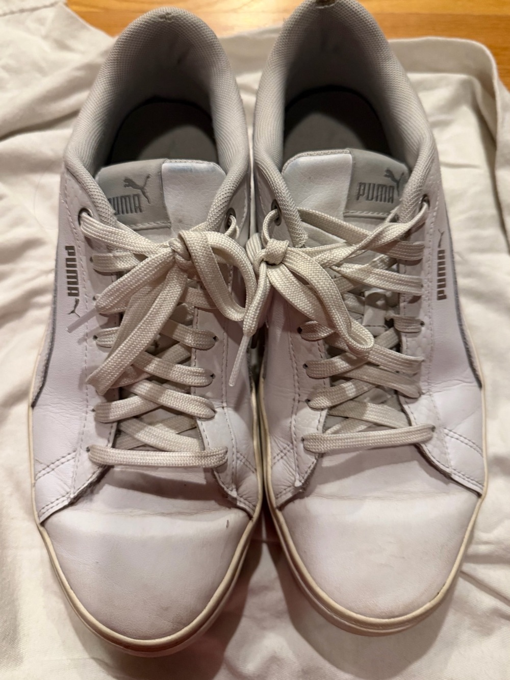 Puma White and Light Gray Low-Top Lace Sneakers - Soft Foam